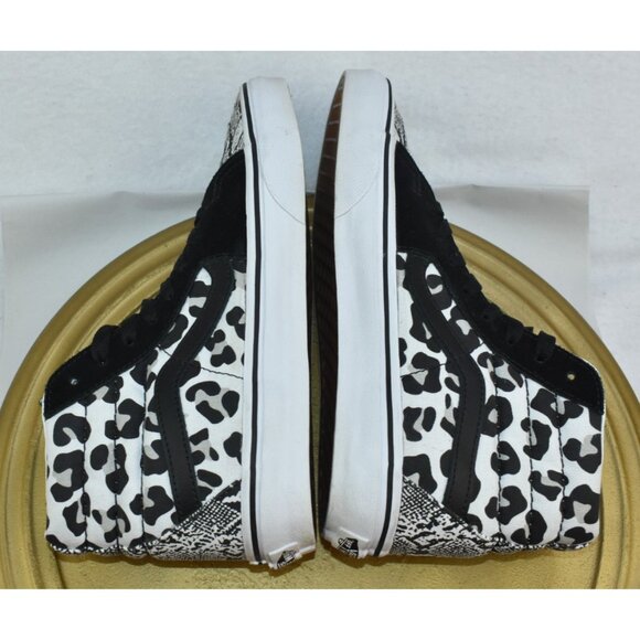 Vans Sk8-Hi Shoes Mens 5.5 W 7 Leopard Python Snake Checkerboard Black White - Picture 7 of 10